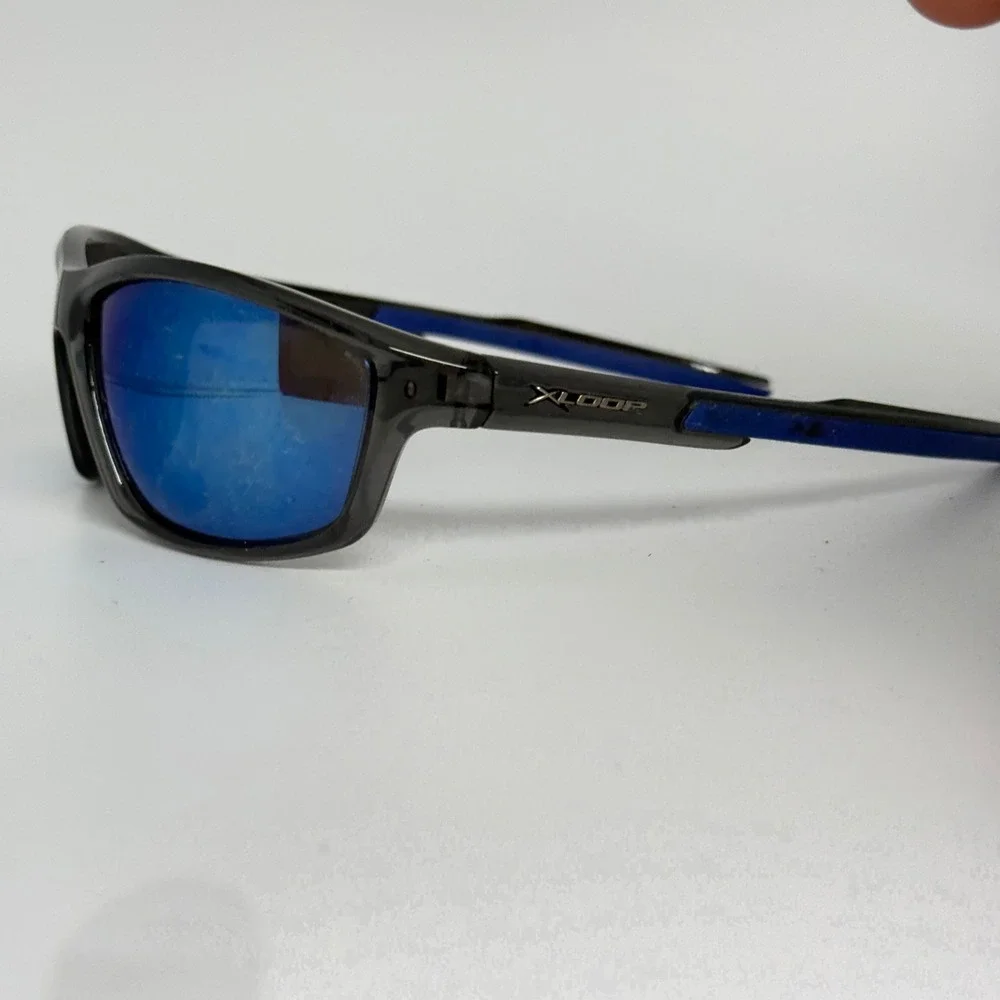 X-Loop 8X2676-CLR-MIX‎ Cat.3 Sport Sunglasses Black Blue Mirror Lens Mens Wrap